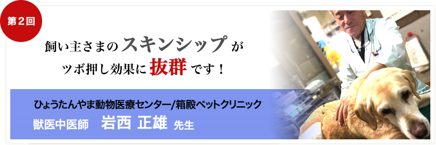 第2回ひょうたん山動物医療センタ/箱殿ペットクリニック　中医獣医師｜岩西 正雄　飼い主さんのスキンシップがツボ押し効果抜群です！