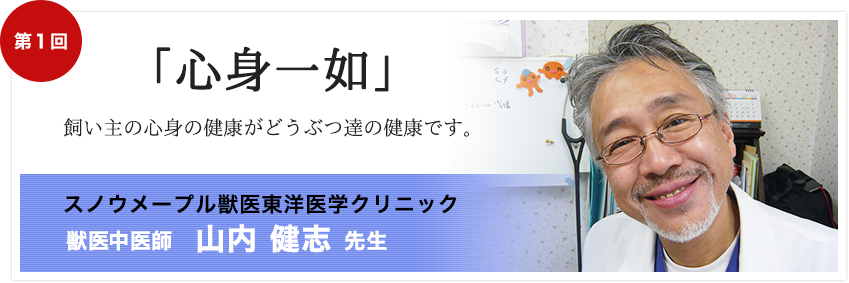 第1回スノウメープル獣医東洋医学クリニック 中医獣医師|山内 健志 「心身一如」飼い主の心身の健康がどうぶつ達の健康です。